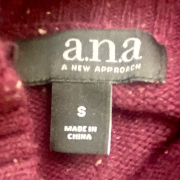 A.N.A. Mock Turtleneck Maroon Sweater High/Low NWT - Picture 6 of 12